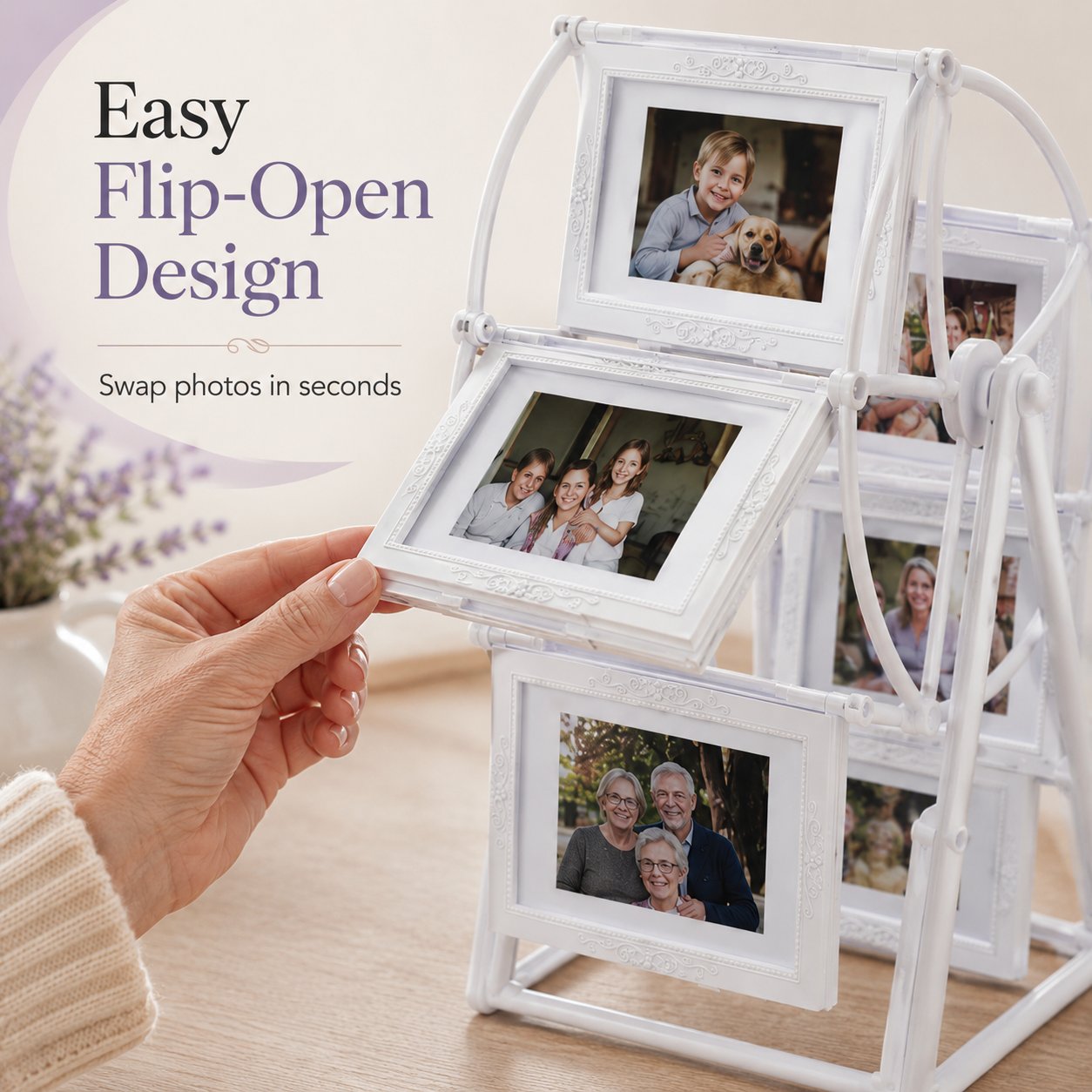 🎖️Rotating Ferris Wheel Photo Frame Vintage Home Family Display