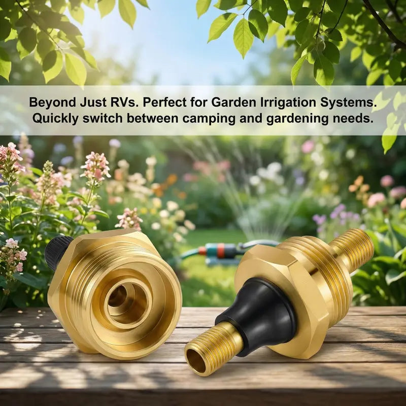 2-Pcs Brass RV Blow Out Plugs with Drain Valve - Air Hose Friendly Home Care Supplies for Camping, Convenient Drainage, Daily Maintenance, Enhances Water System Maintenance, Long-Term Durability