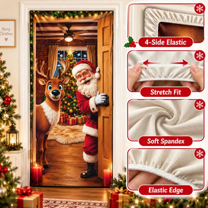 🎄 Christmas Door Makeover Cover Transform Your Front Door Into A Magical Holiday Entrance In Seconds