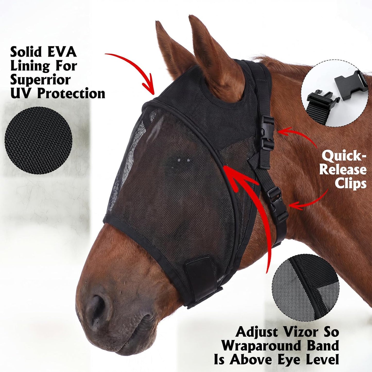 🔥All Round Mesh Horse Fly Mask With UV Protective