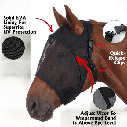 🔥All Round Mesh Horse Fly Mask With UV Protective