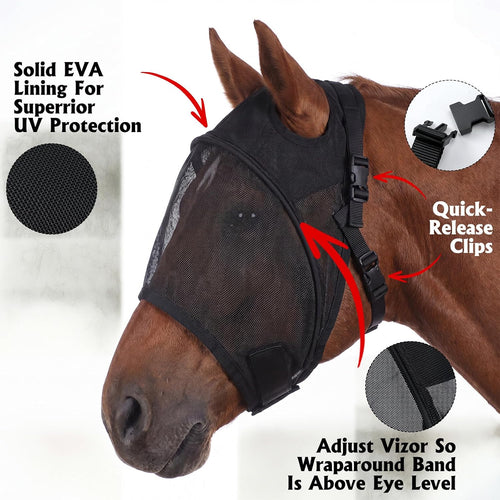 🔥All Round Mesh Horse Fly Mask With UV Protective