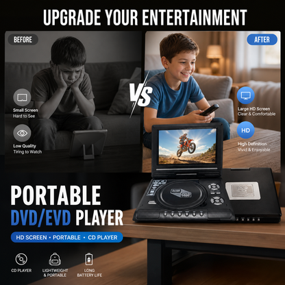 📀Free Shipping🎁Portable 7.8" HD DVD Player – Rechargeable Offline Entertainment