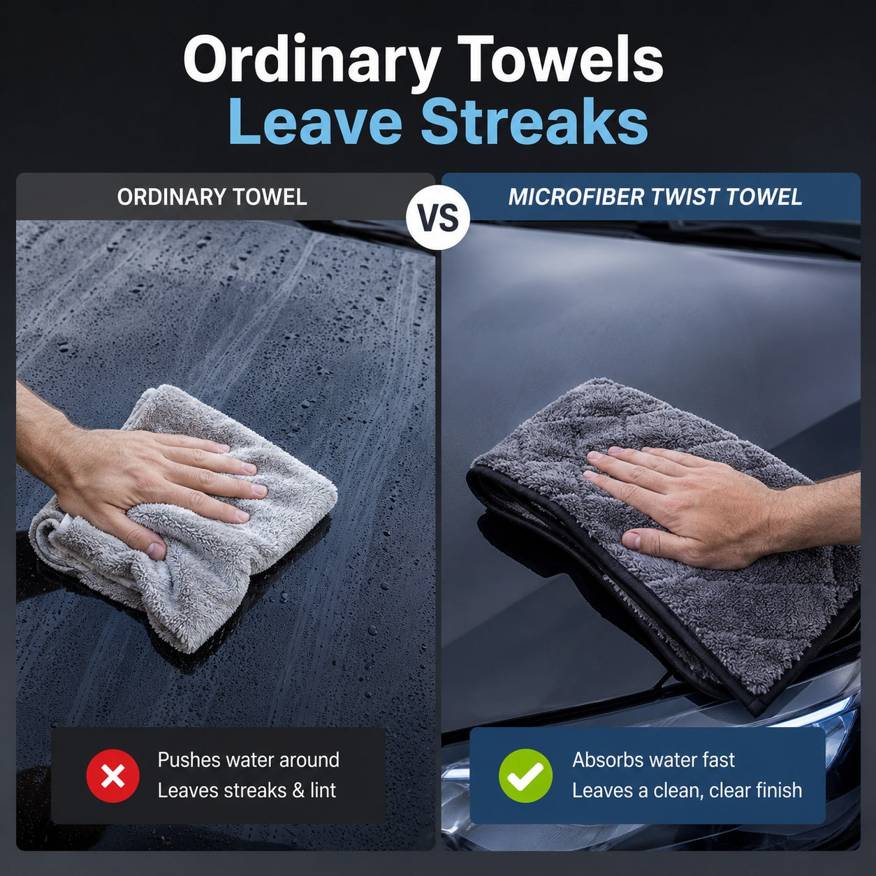 💧 Super Absorbent Microfiber Car Drying Towel – Streak-Free & Scratch-Free