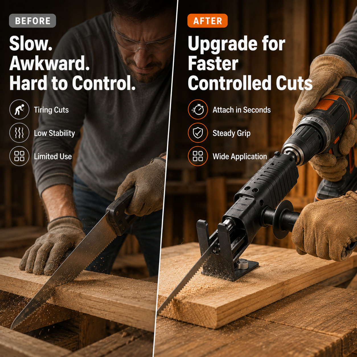 Electric Cutter Adapter for Drill Quick Installation Reciprocating Cutter Adapter for Precise Wood Cutting