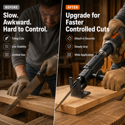 Electric Cutter Adapter for Drill Quick Installation Reciprocating Cutter Adapter for Precise Wood Cutting