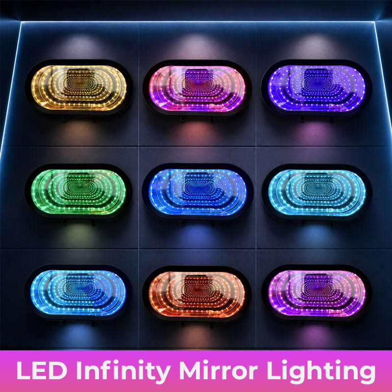 Infinity Mirror Garage Key Holder – LED Wall Decor for Car Lovers