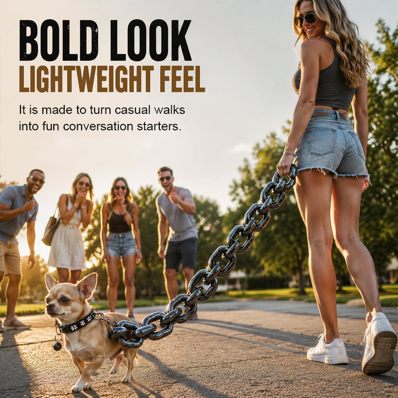 🔗 Oversized Chain-Style Dog Leash – Lightweight Statement Lead for Small Dogs