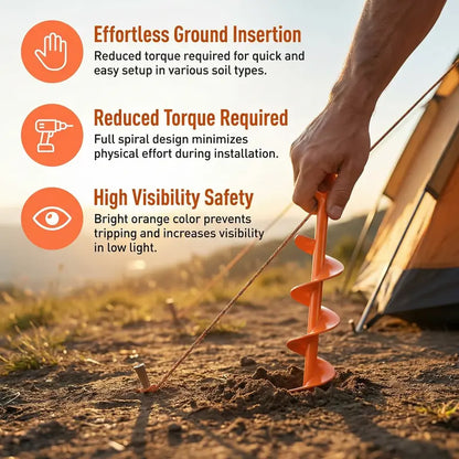 🌀 Heavy-Duty Full Spiral Ground Anchors – Drill-Ready Steel Tie-Down Stakes for Tents & Trampolines 🔩