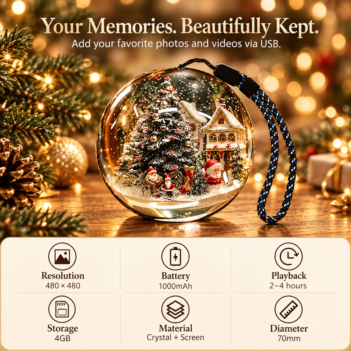 ❤️Personalized Memory Orb – Photo & Video Keepsake for Family, Pets & Special Moments
