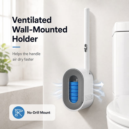 Disposable Toilet Brush System – Clean, Release & Store Without Keeping a Used Brush Head