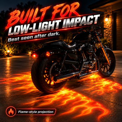 🔥 Motorcycle Flame Ground Projector Kit – Dual 12V Adjustable Underbody Lights