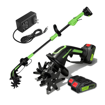 Multifunctional 2-in-1 Cordless Tiller & Cultivator with Telescopic Pole