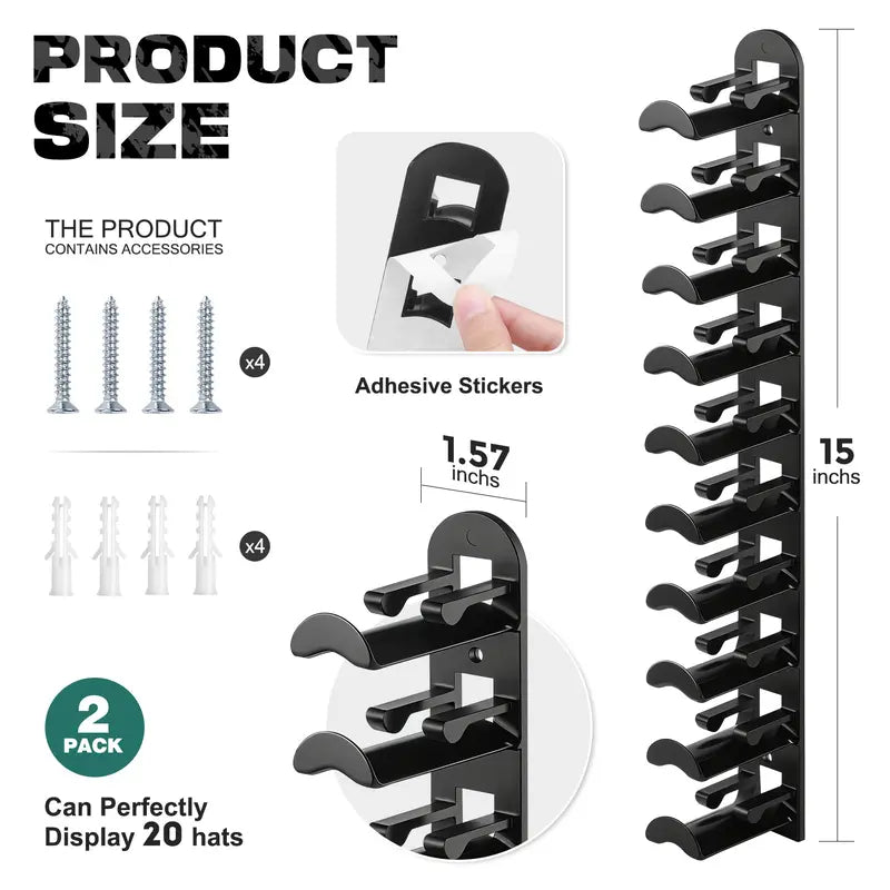 🧢 Wall-Mounted Hat Organizer – Holds Up to 20 Caps