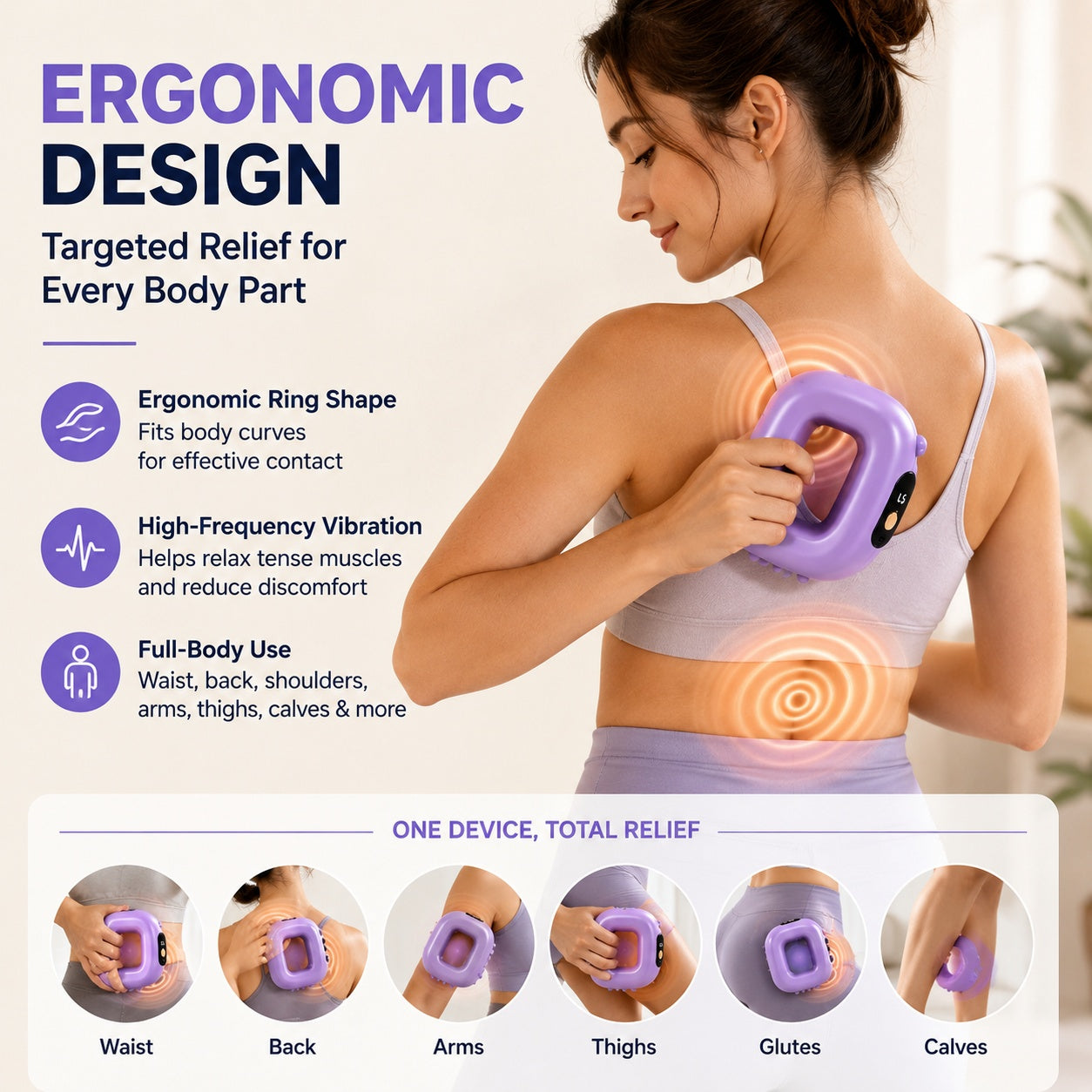 💆 Multi-Functional Fascia Ring – 5-Level Full Body Vibration Massager