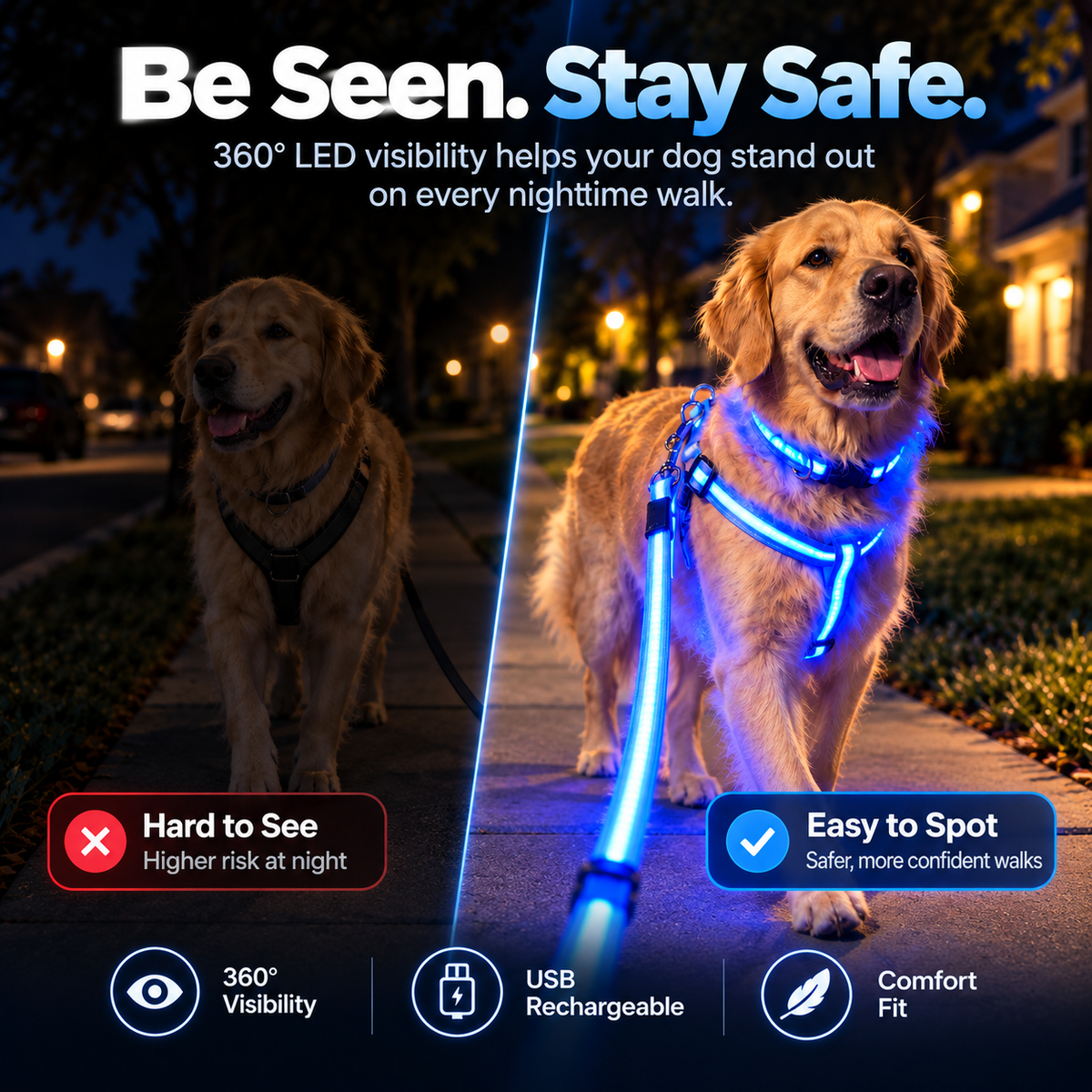 ✨ LED Dog Walking Set – Light Up Every Night Walk