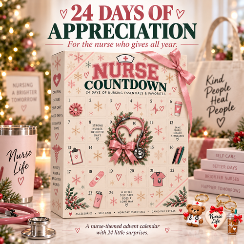 🎄 24-Day Nurse Appreciation Advent Calendar – 24 Nurse-Themed Keychains