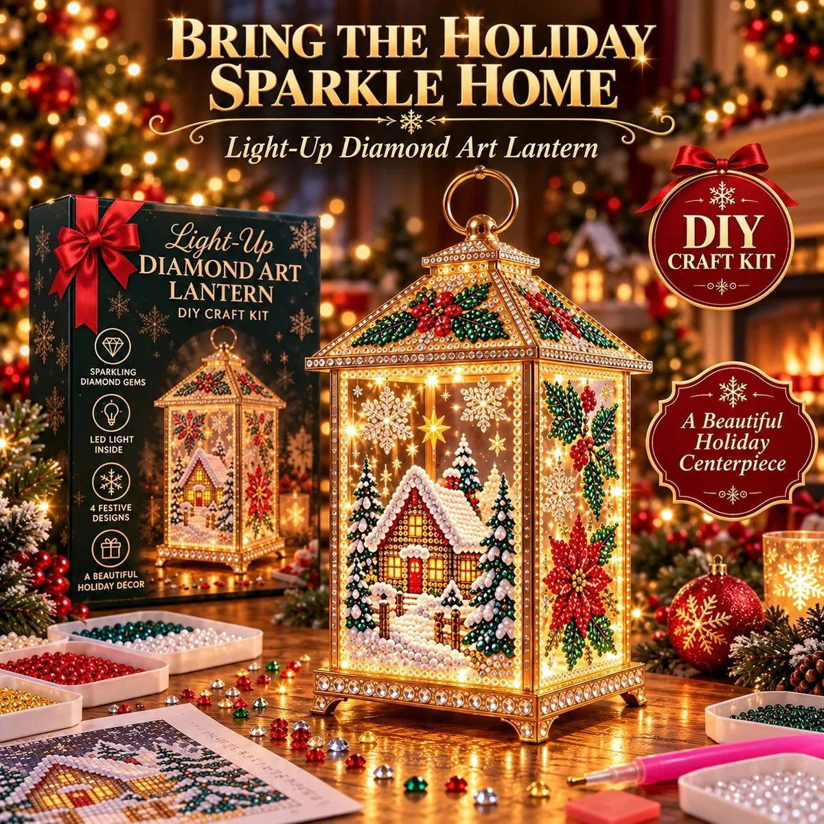 ✨ DIY Diamond Art Christmas Lantern – Make It, Light It, Display It