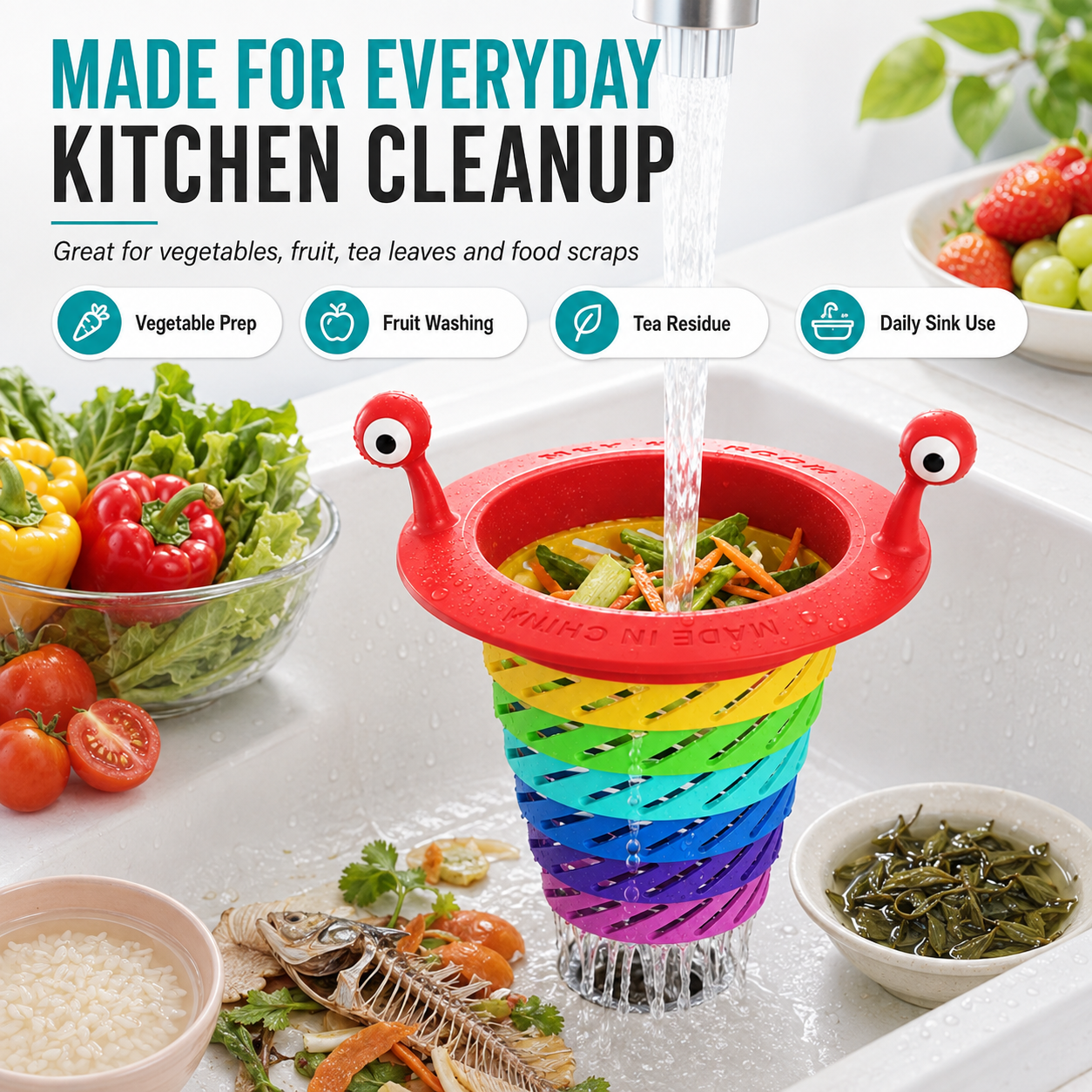 🌈Rainbow Monster Foldable Kitchen Sink Strainer-Catch Them With a Smile