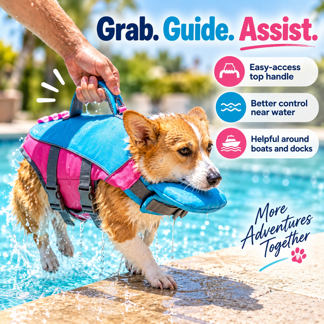 Dog Life Vest – Adjustable Flotation Support for Swimming &amp; Boating