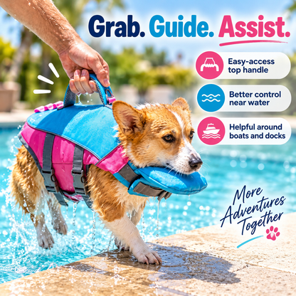 Dog Life Vest – Adjustable Flotation Support for Swimming &amp; Boating