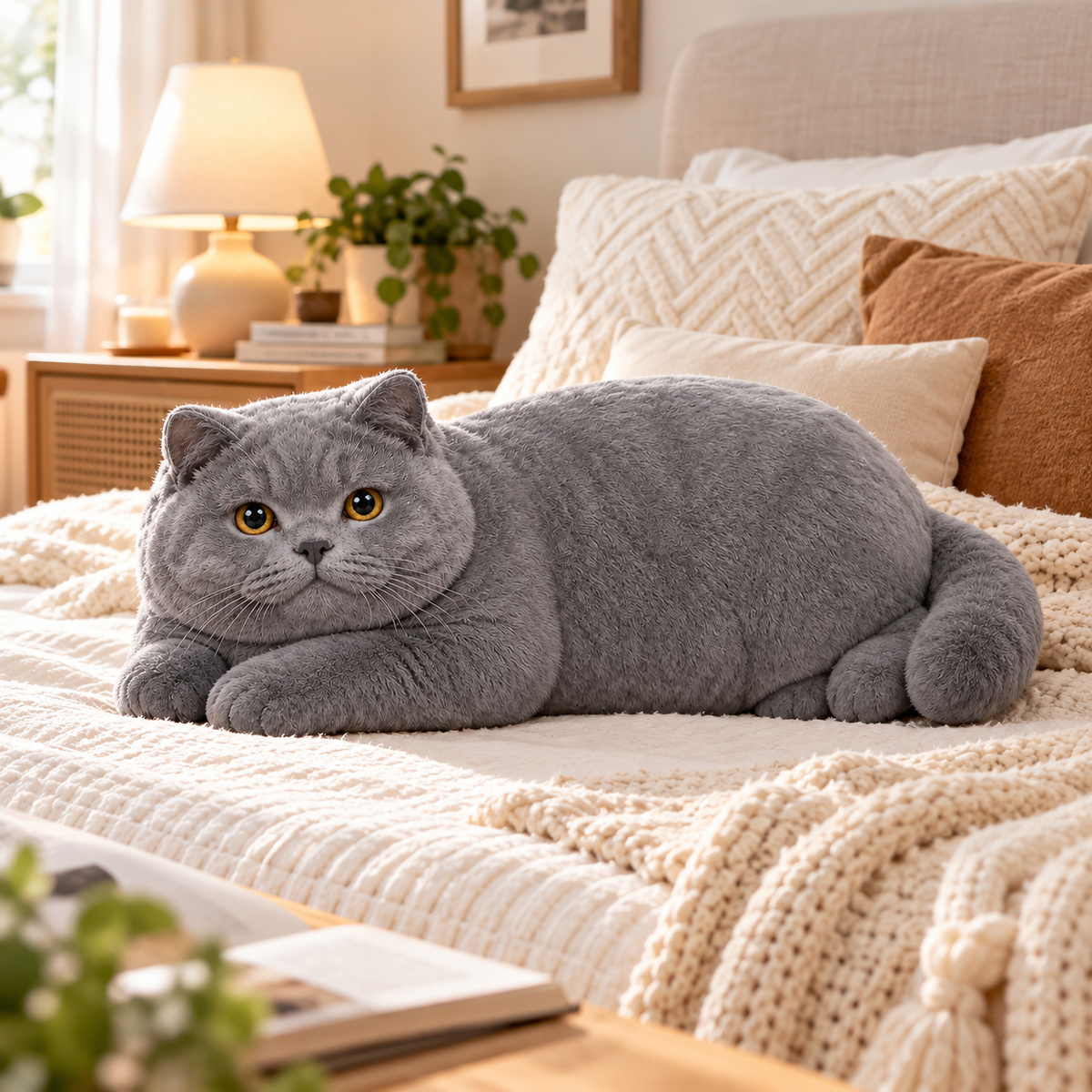 🐱 Lifelike British Shorthair Cat Plush Pillow – So Realistic, You’ll Look Twice