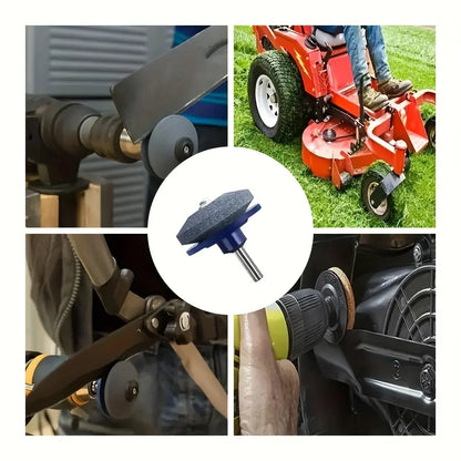 Universal Sharpening Tool for Rotary Lawn Mower Blades—Compatible with Electric and Handheld Drills