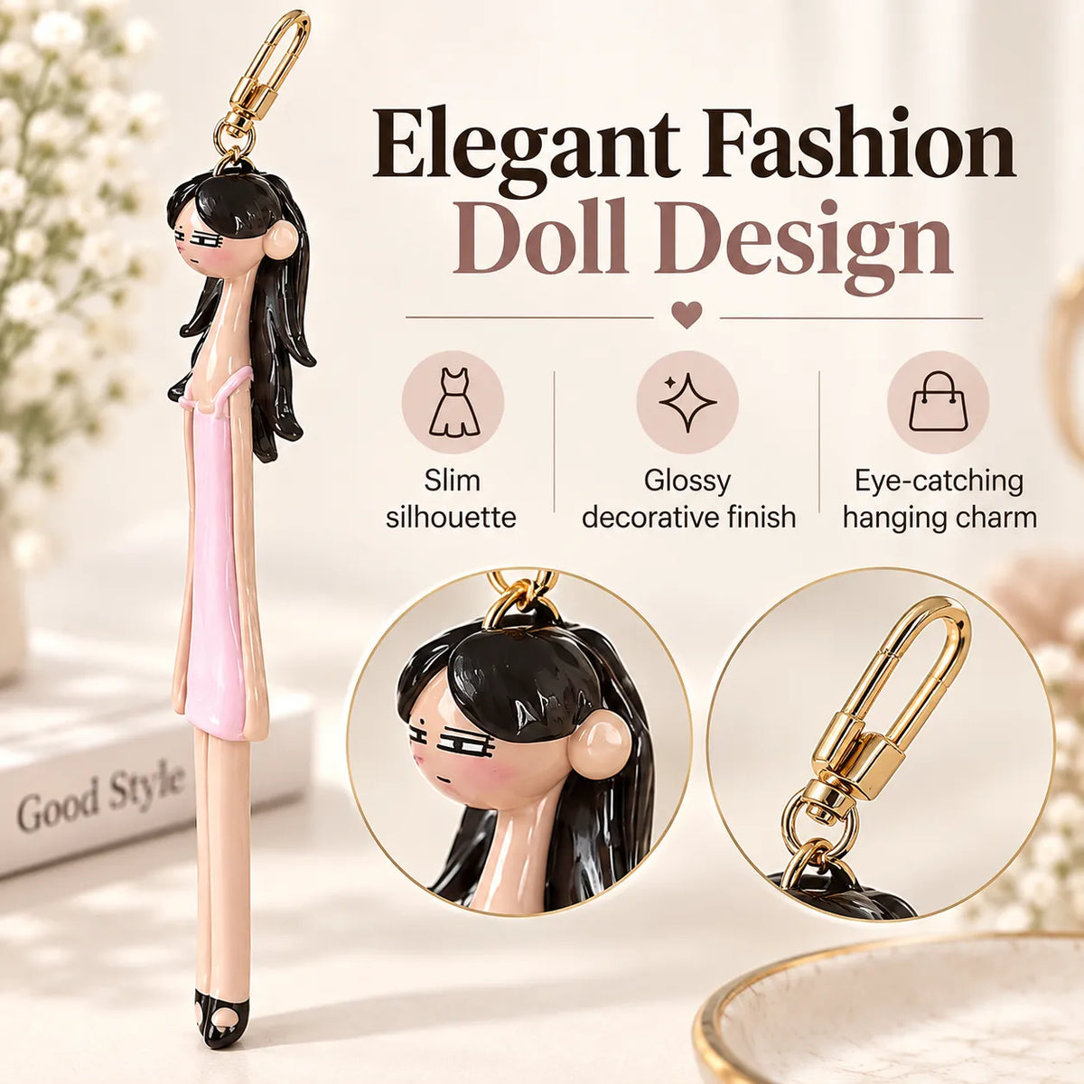 Fashion Girl Doll Bag Charm – Cute Clip-On Purse Accessory ✨