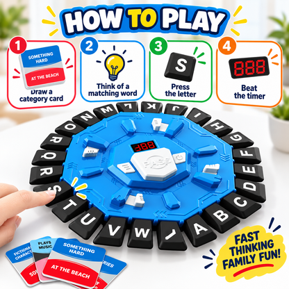 ⚡ Word Game,Family Board Games with 2 Modes,220 Topics,Fast-Paced Letter Game