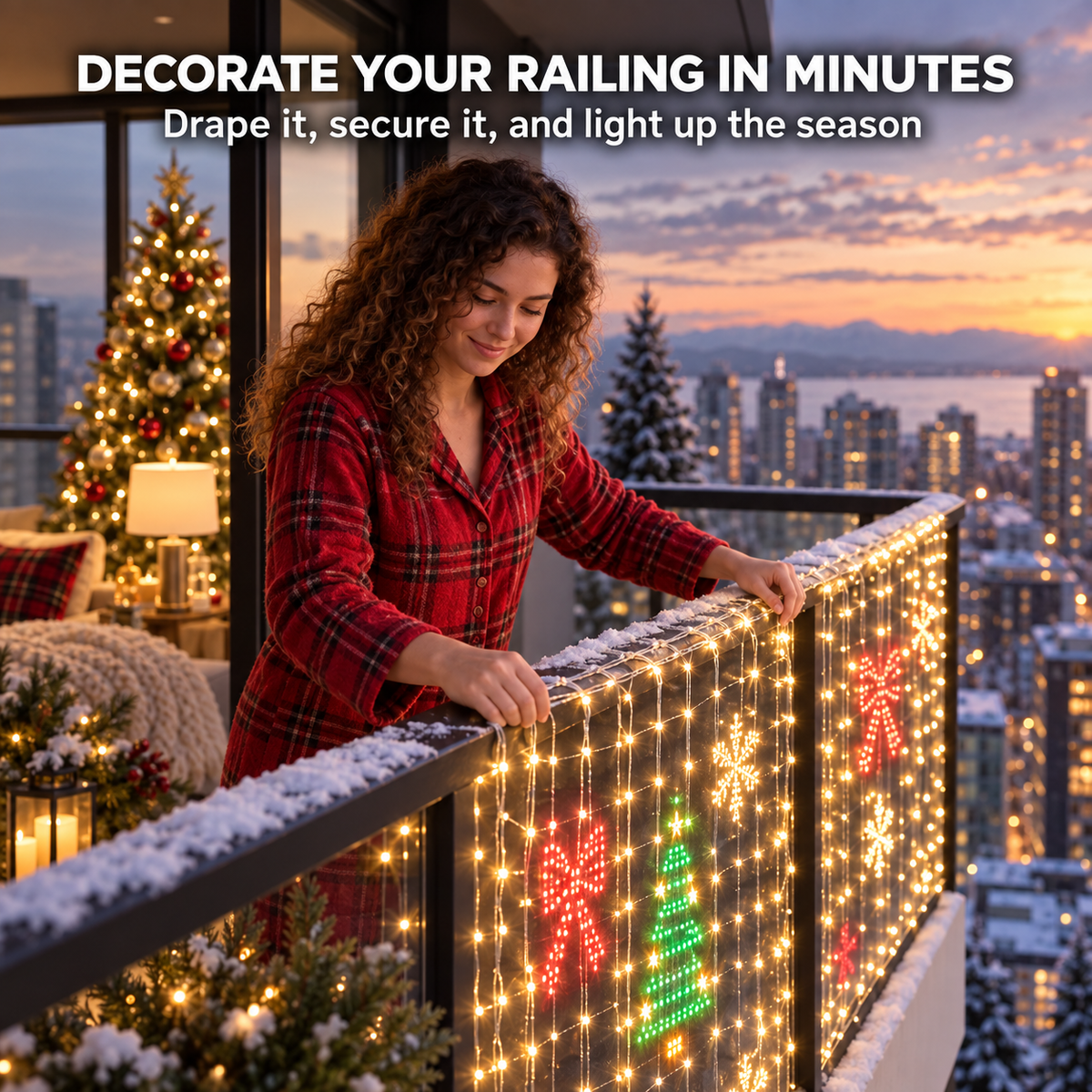 🎄 Turn Your Balcony Into a Christmas Show – Animated LED Pixel Curtain Lights🎅