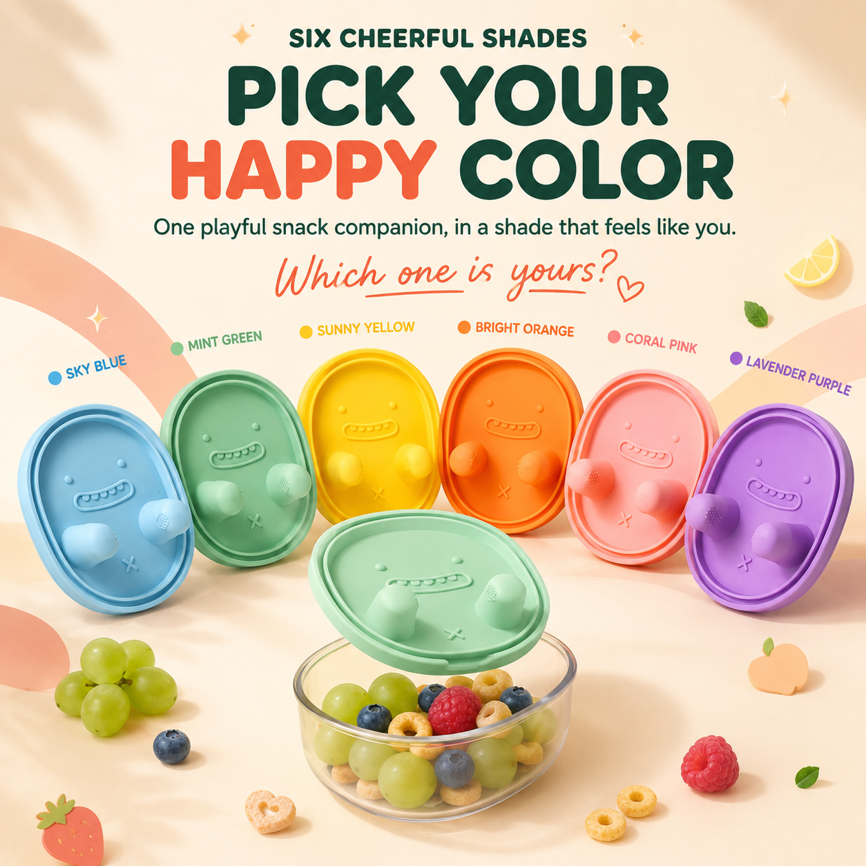 🍇Snack & Grab Fruit Container – Built-In Finger Tongs for Less-Mess Snacking