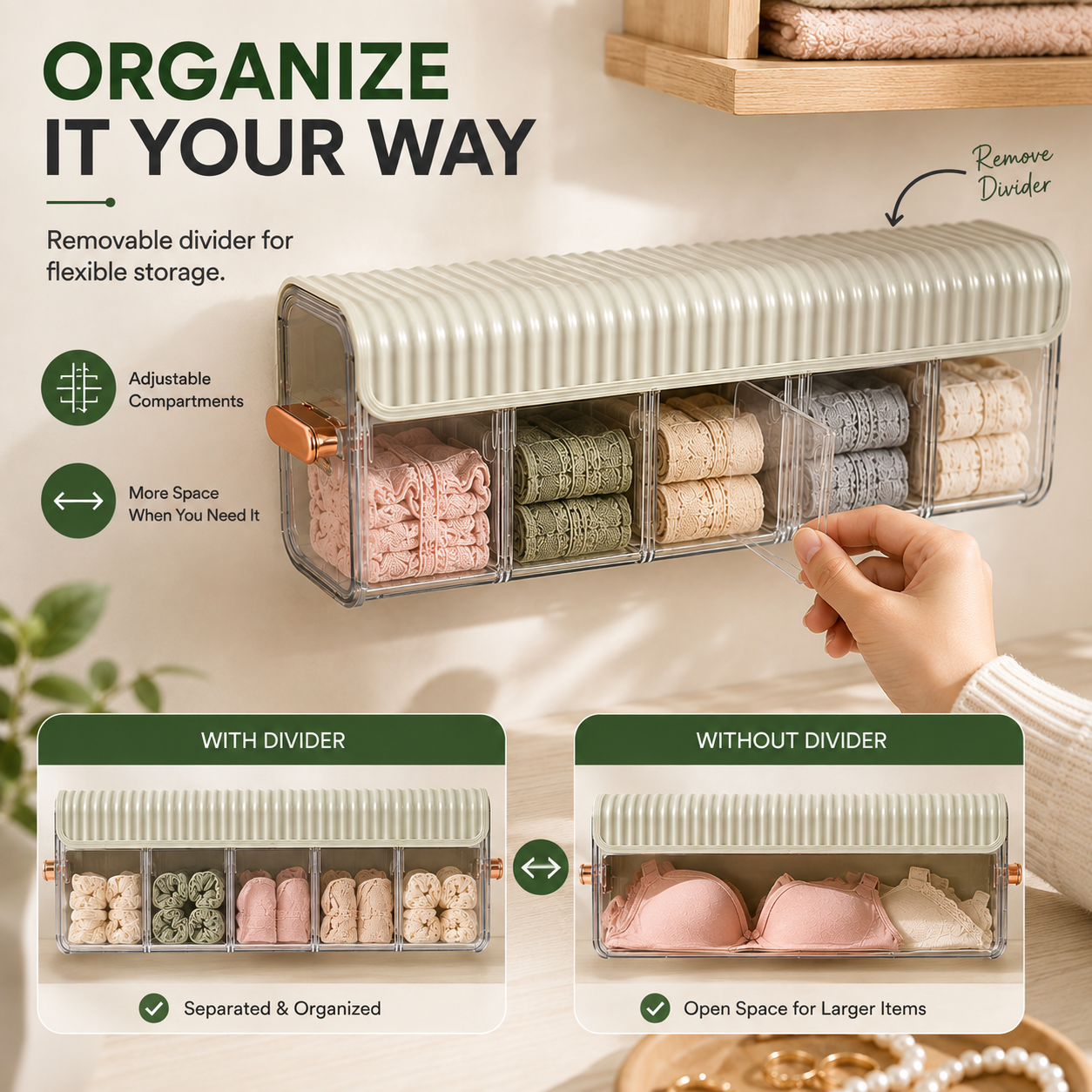 🏠Clear Wall Mounted Organizer, Punch-Free Multi-functional Storage Box, Clear Wall Mounted Drawer Organizer