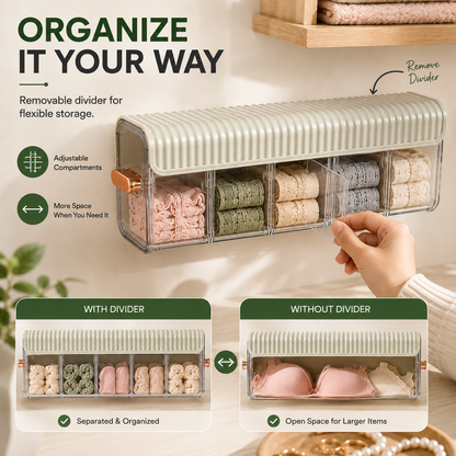 🏠Clear Wall Mounted Organizer, Punch-Free Multi-functional Storage Box, Clear Wall Mounted Drawer Organizer