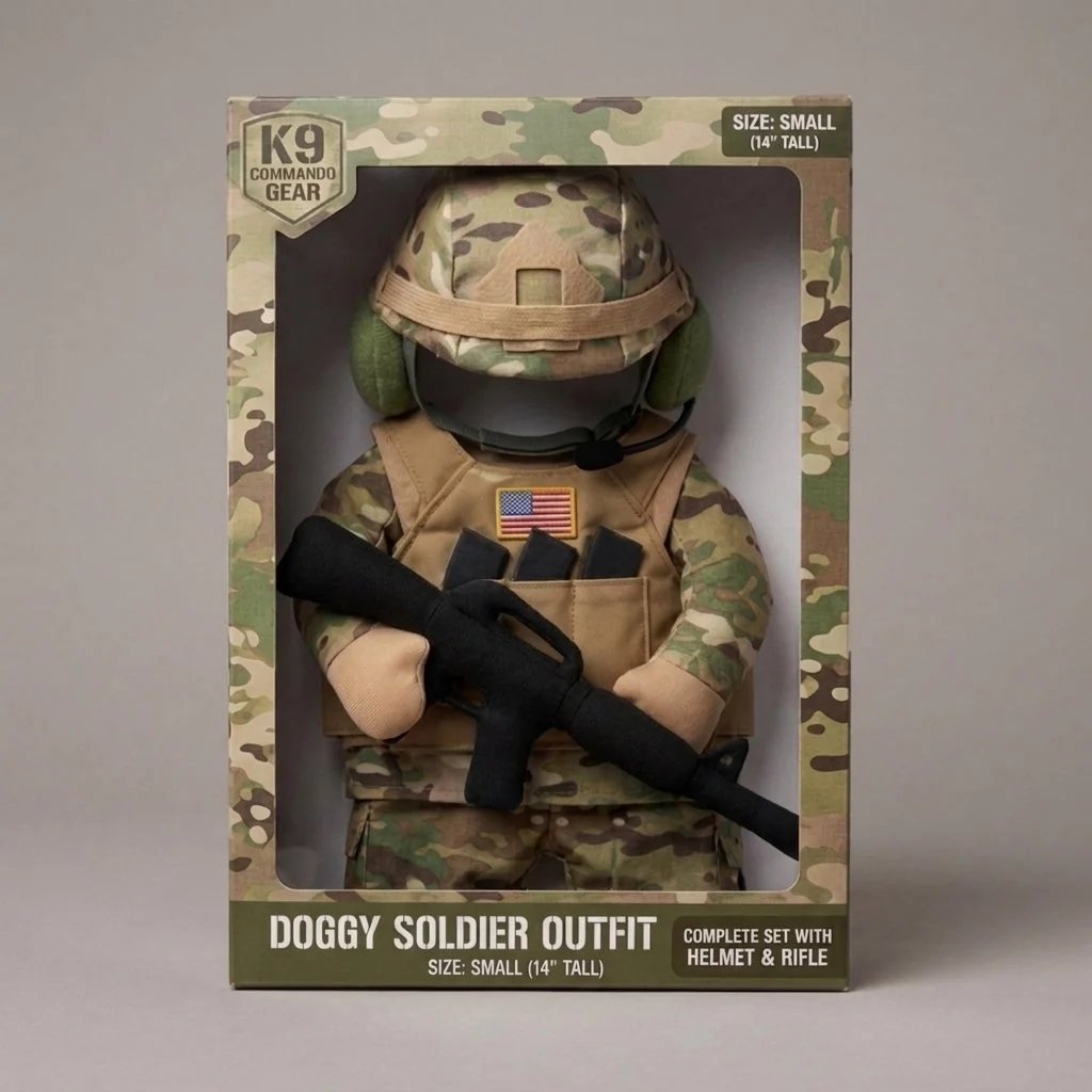 Funny Soldier Dog Costume – The Cutest Little Recruit 🪖