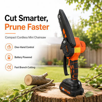 🌿 Cordless Mini Chainsaw – Branch Pruning & Leafy Overgrowth Cleanup Saw