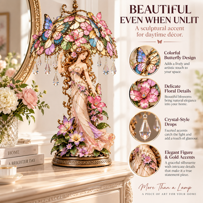 🦋 Butterfly Blossom Fairy Accent Lamp – Warm Floral Glow