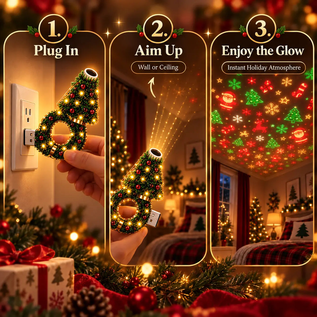 🎁2026 New USB Plug-In Christmas Projector Night Light