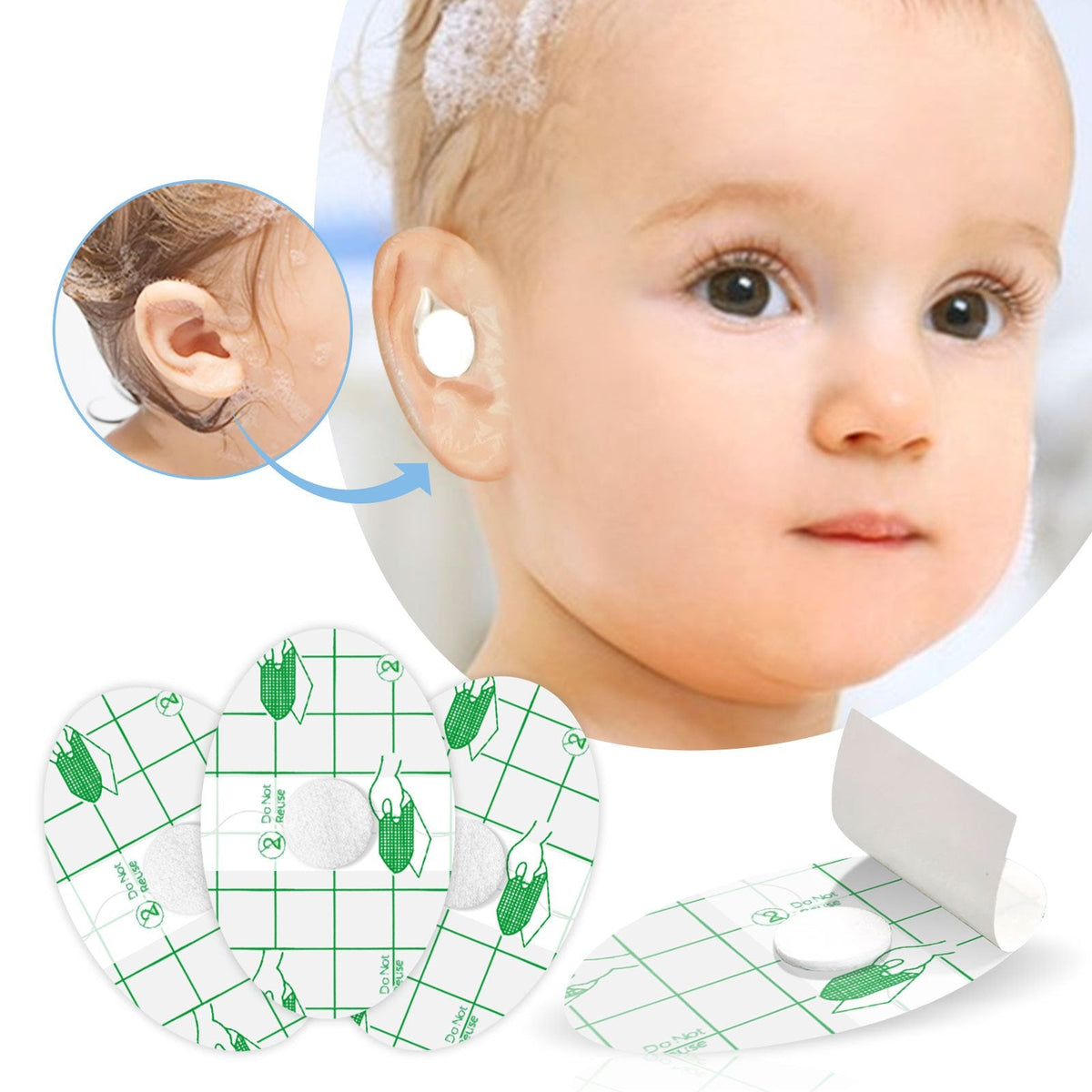 Waterproof Ear Cover Patches – Make Bath & Swim Time Easier