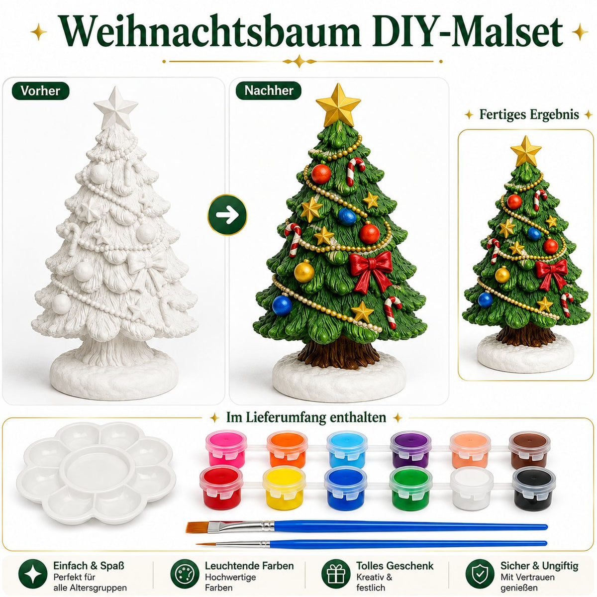 🎨 Anfängerfreundliches DIY-Weihnachtsfiguren-Malset | Gestalte deine eigene festliche Weihnachtsdekoration 🎄💕