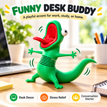 🦎Funny Shaking Lizard Fidget Toy,3DPrinted Spring Wiggly Lizard