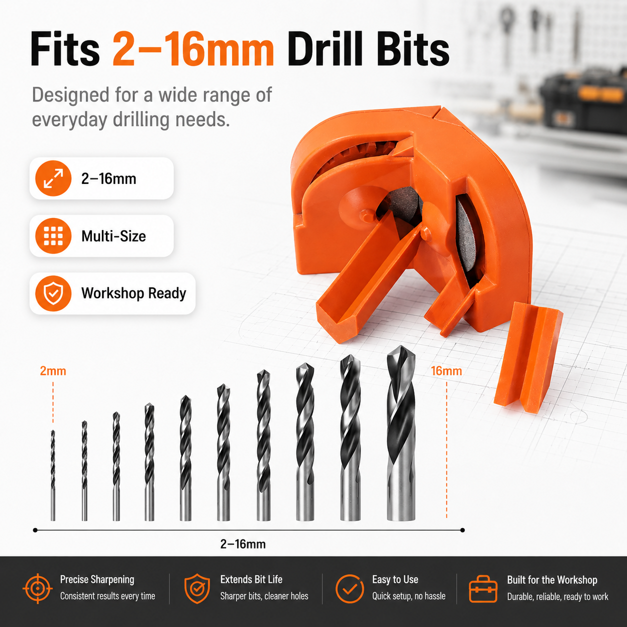 🔧Portable Drill Bit Sharpener | 2–16mm Diamond Wheel Bit Sharpener