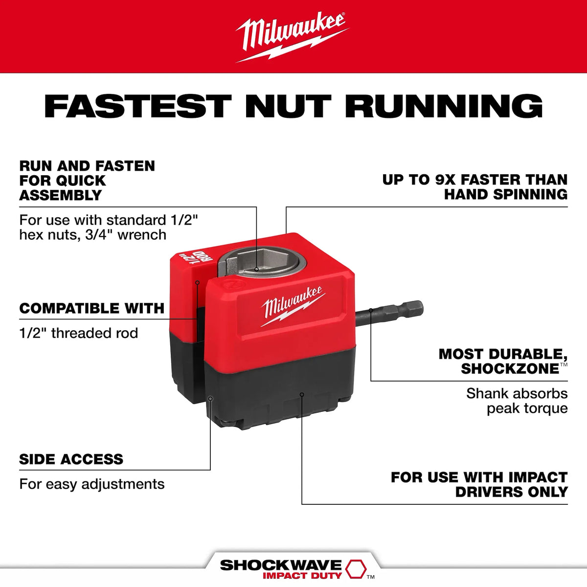 SHOCKWAVE™ Impact Duty 1/2' Threaded Rod Nut Runner
