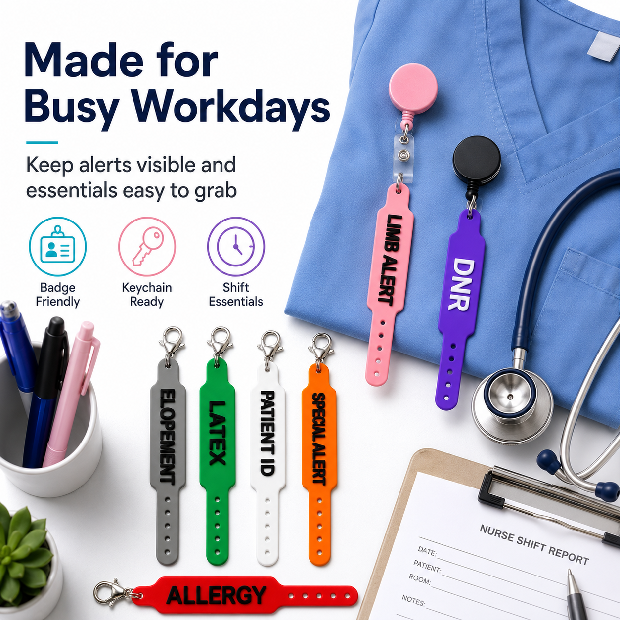 🏥 Hospital Wristband Charm | Nurse Badge & Keychain Accessory🩺
