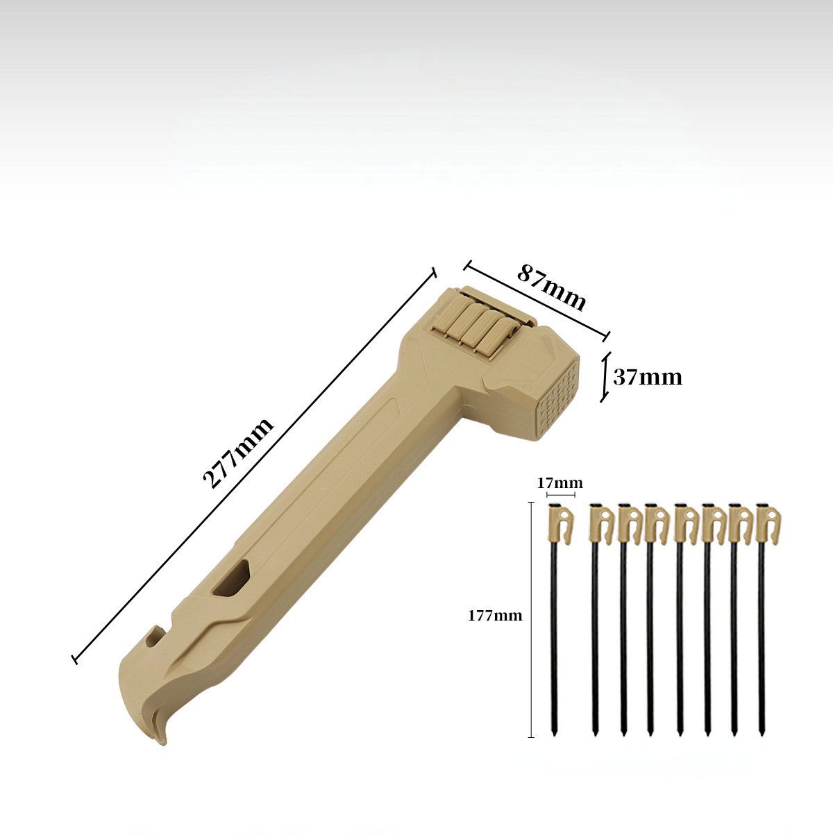 🔨2-in-1 Tent Stake Hammer with 8 Stakes