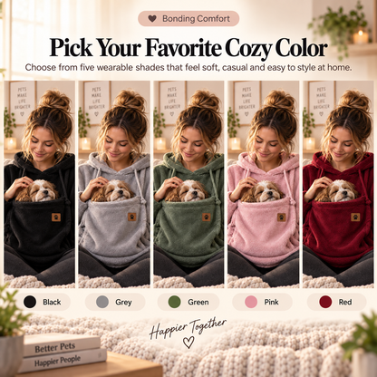 🐾 Cozy Fleece Pet Bonding Hoodie – Hands-Free Cuddle Pouch for Small Pets