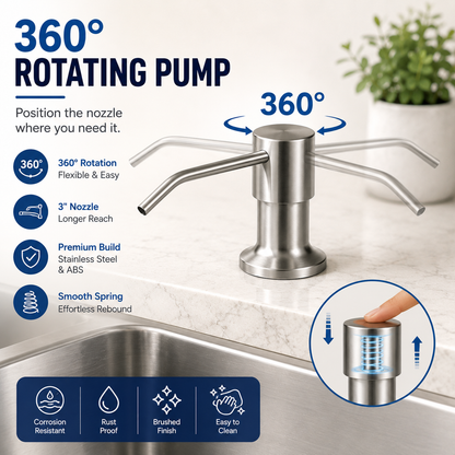 Dish Soap Dispenser for Kitchen Sink (Brushed Nickel)