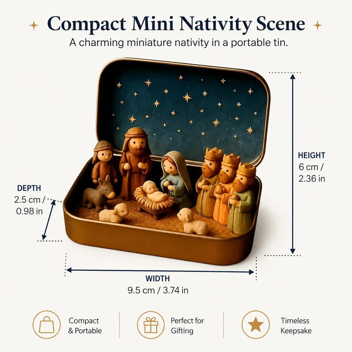 ✨ Mini Nativity Keepsake Tin – Compact Christmas Scene