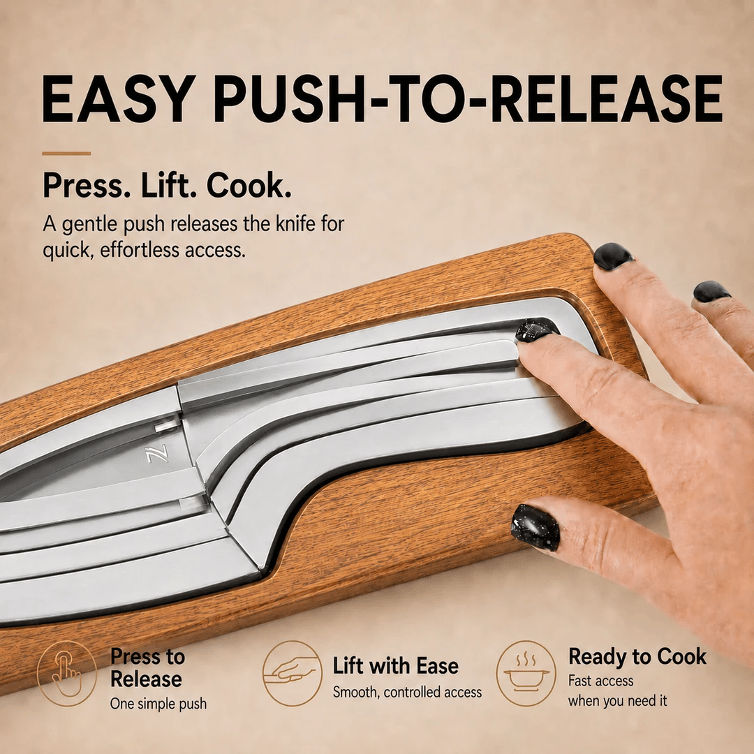 4-Piece Magnetic Kitchen Knife Set | VG10 Japanese Steel & Space-Saving Nesting Design