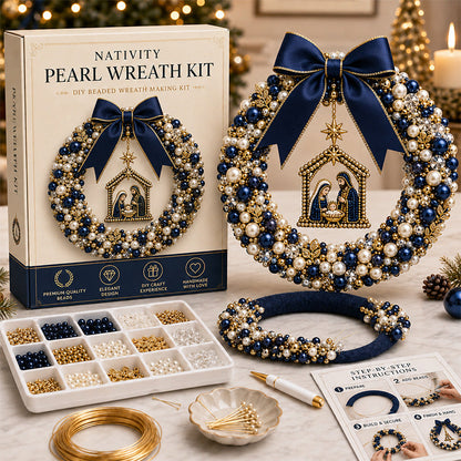 ⏳ Last Day 49% OFF – 🎄✨ DIY Christmas Pearl Wreath Kit – Handmade Beaded Holiday Door Décor 💎🎀