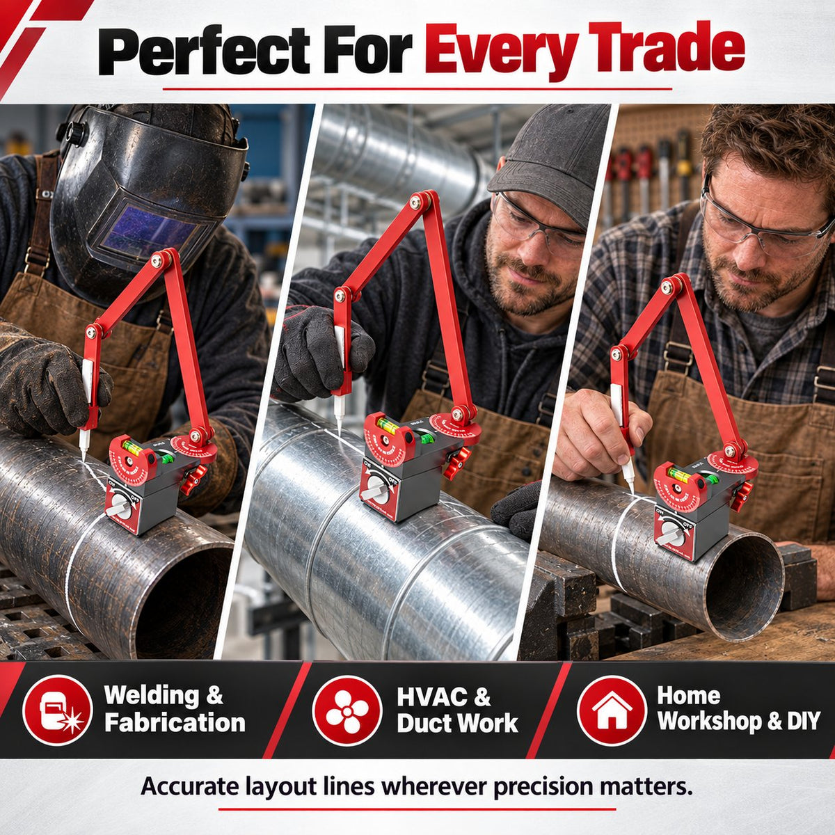 Precision Pipe Locator Tool | 44 Pound Magnetic Base & Talc Marker
